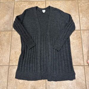STYLUS Gray Ribbed Knit Cardigan Sweater